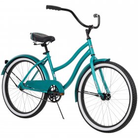 Huffy 24 Cranbrook Girls Beach Cruiser Bike for Women, Emerald Green