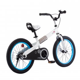 Royalbaby Buttons 18 In. Kid's Bicycle White with Blue Rims and Kickstand