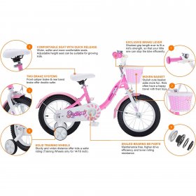RoyalBaby Spring Kids Bike Girls 16 Inch Bicycle with Basket for Ages 3-9 Years Training Wheel Options Purple