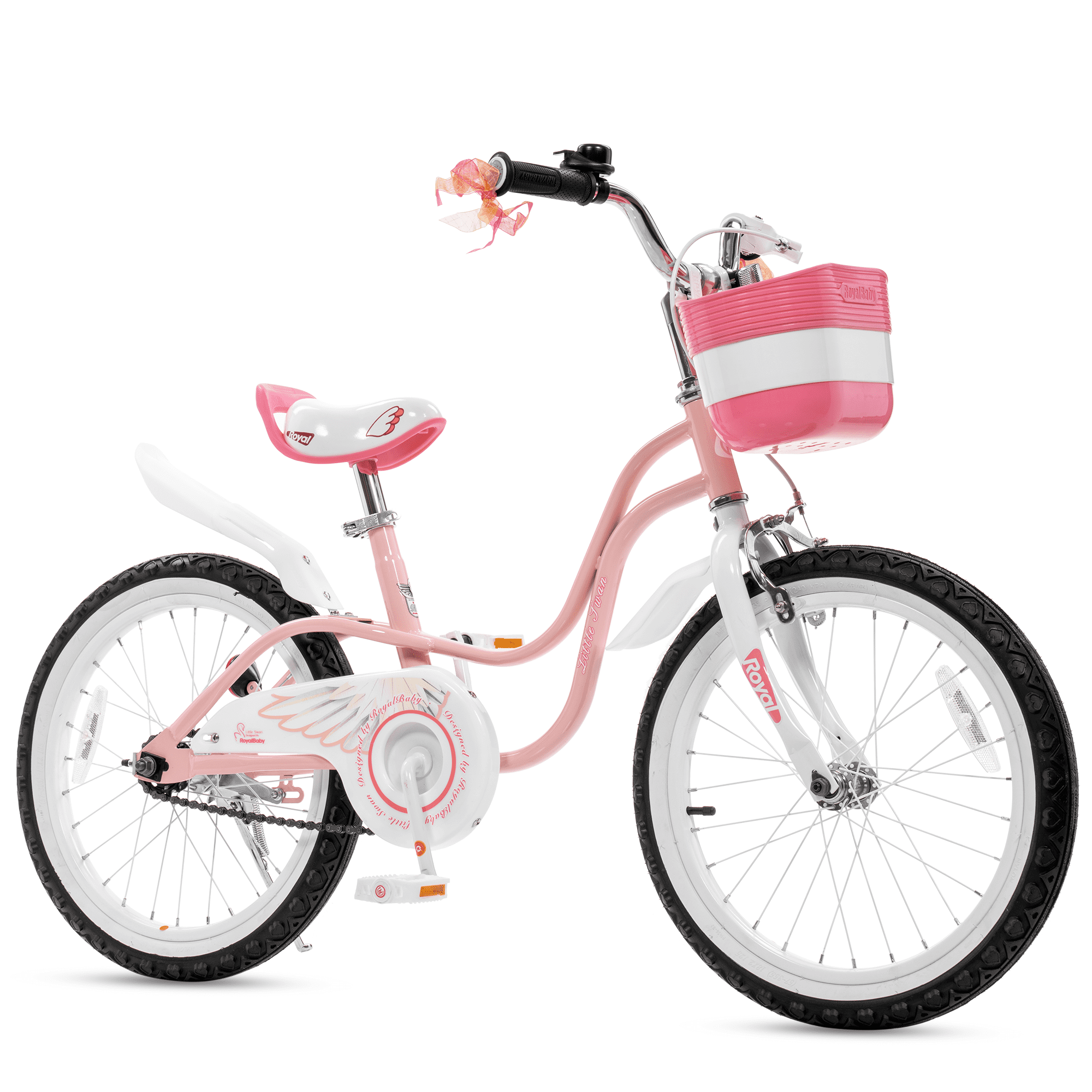 Royalbaby Little Swan Light Pink 18 Girl's Bicycle With Training Wheels and Basket