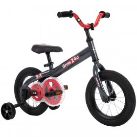 Huffy Grow 2 Go, 2-in-1 Design Balance to Pedal Kids' Bike 12-inch With Removable Training Wheels, Black