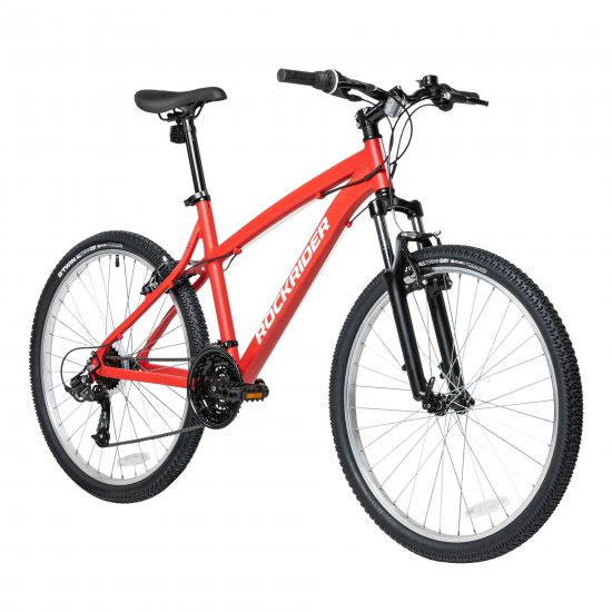 Decathlon Rockrider ST50, 21 Speed Aluminum Mountain Bike, 26\", Unisex, Red, Medium