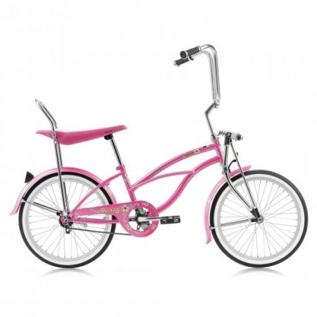 Micargi HERO 20" Beach Cruiser Coaster Brake Single Speed with Banana Seat Stainless Steel Spokes One Piece Crank Alloy Rims 36H Color: Pink