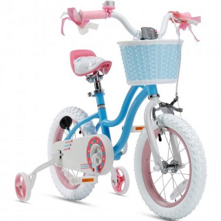 Royalbaby Girls Kids Bike Star girl 16 In. Bicycle Basket Training Wheels Kickstand Blue Child's Cycle