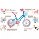 Royalbaby Girls Kids Bike Star girl 16 In. Bicycle Basket Training Wheels Kickstand Blue Child's Cycle