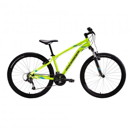 Decathlon Rockrider ST100 Mountain Bike, 27.5\", 21 Speed, Neon Yellow, Large