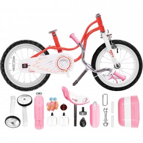 Royalbaby Little Swan Red 16 Girl's Bicycle with Training Wheels and Basket