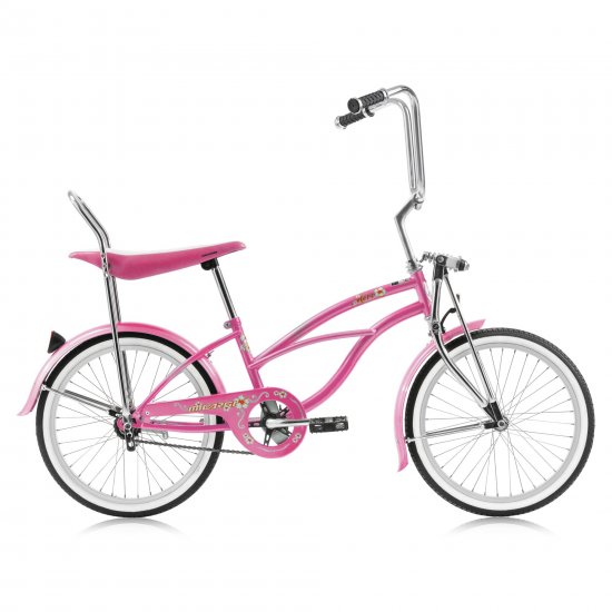 Micargi HERO 20\" Beach Cruiser Coaster Brake Single Speed with Banana Seat Stainless Steel Spokes One Piece Crank Alloy Rims 36H Color: Pink