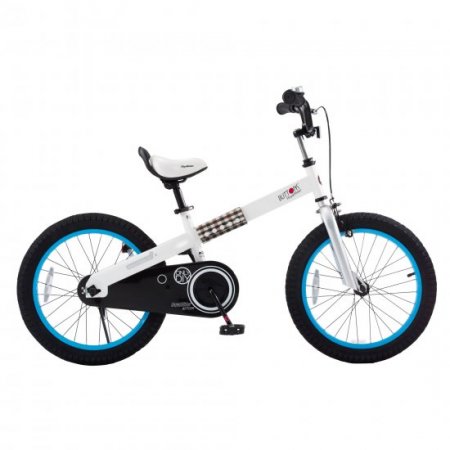 Royalbaby Buttons 18 In. Kid's Bicycle White with Blue Rims and Kickstand