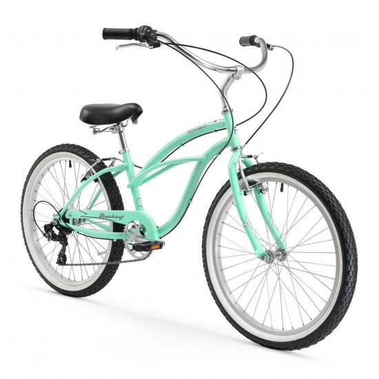Firmstrong Urban Lady 7 Speed Women\'s 24\" Beach Cruiser Bike In Mint Green