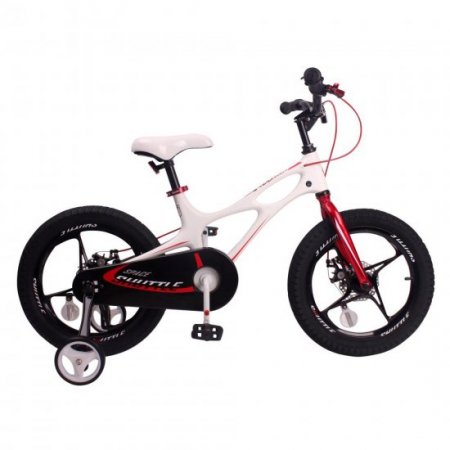 Royalbaby Space Shuttle Lightweight Magnesium Kid's Bike with Disc Brakes, 16 In. with Training Wheels and Kickstand, White (Open Box)