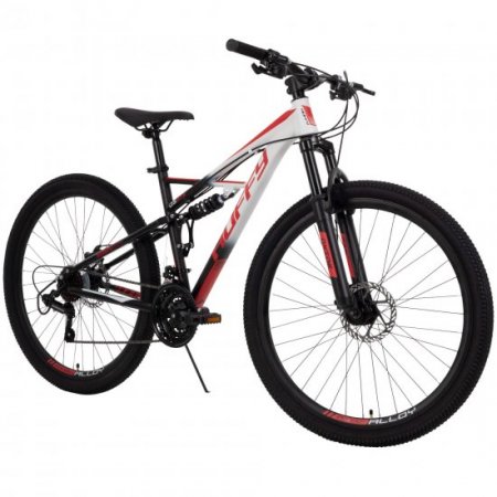 Huffy 27.5 Inch Oxide Mens Mountain Bike, White - Dual Suspension 21-Speed