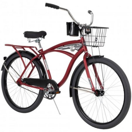 Huffy 26 In. Nel Lusso Men's Classic Beach Cruiser Bike, Mirror Red