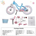 Royalbaby Girls Kids Bike Star girl 14 In Bicycle Basket Training Wheels Blue Child's Cycle