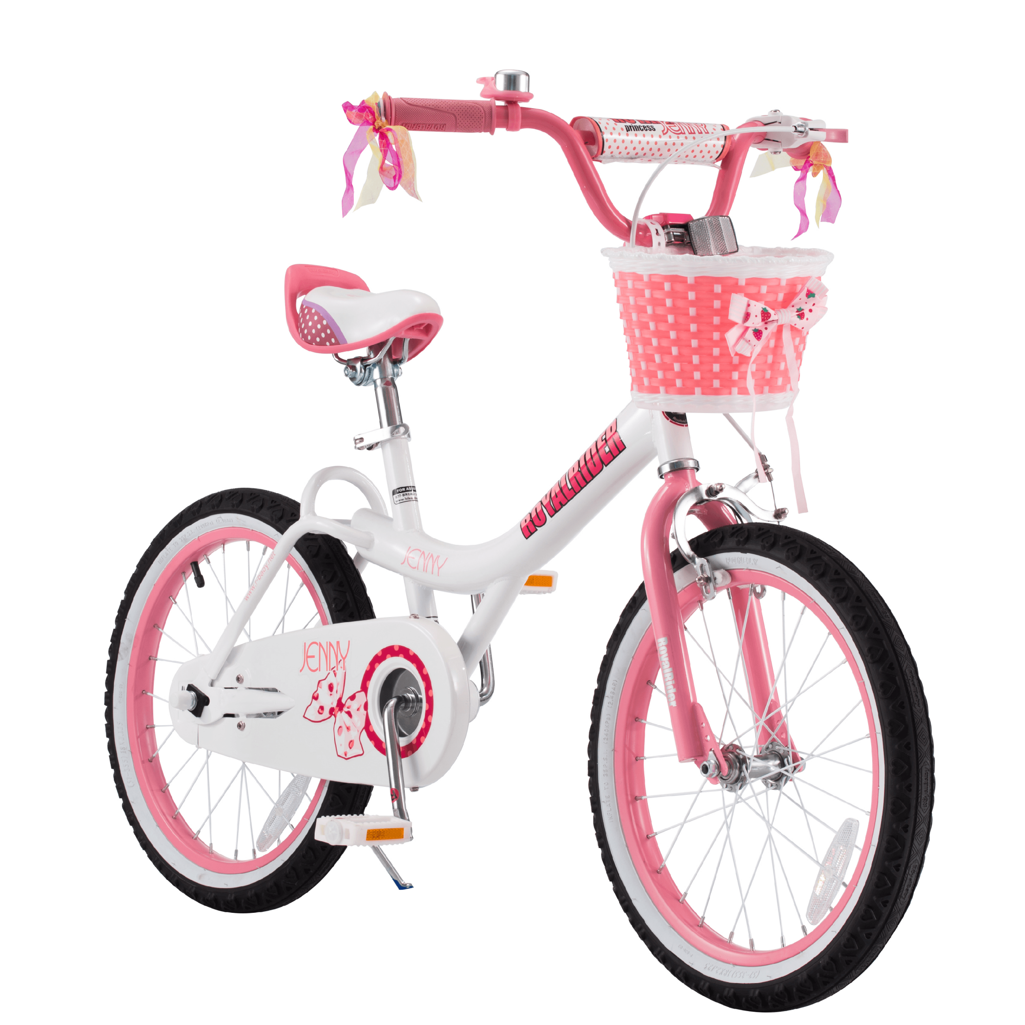 RoyalBaby Jenny Princess 18 inch Girl\'s Bicycle, White & Pink