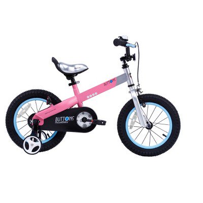 RoyalBaby Buttons Matte Pink 12 inch Kid\'s Bicycle With Training Wheels